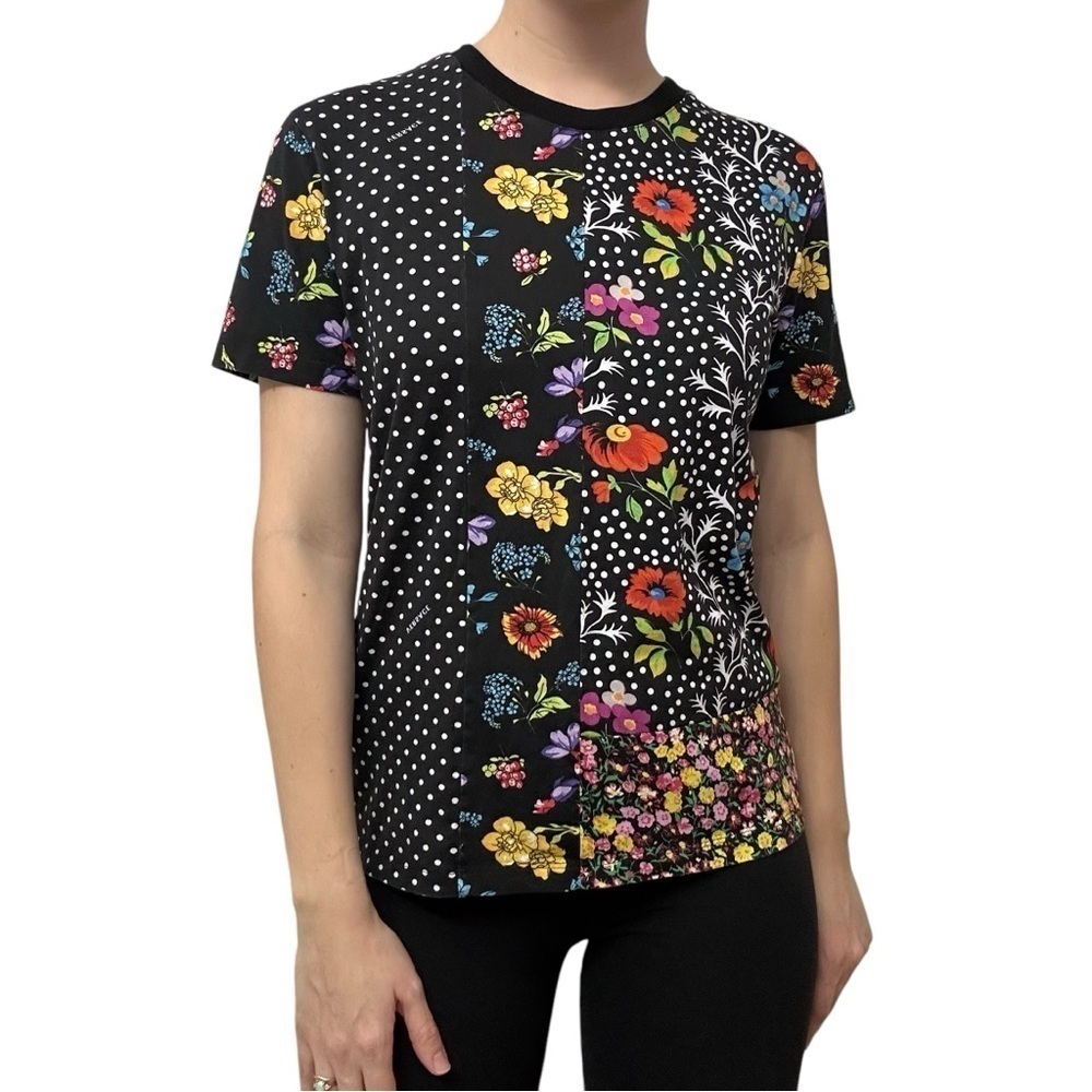 Versace T-Shirt Short Sleeve Unisex Floral Black Designer Size Extra Small